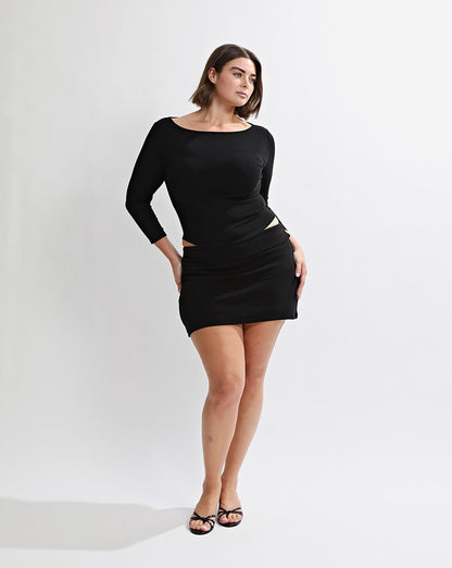 Samantha Quarter Sleeve Top Black