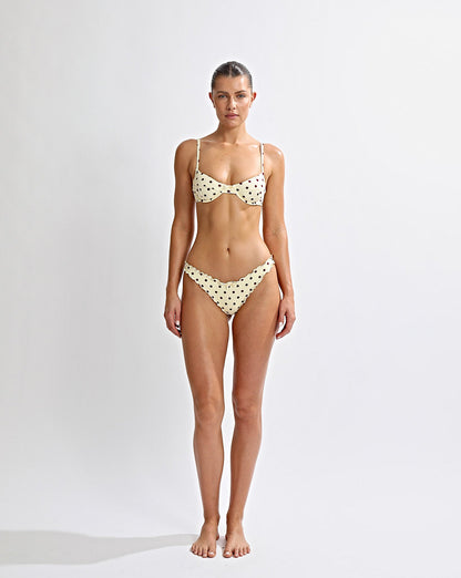 Karlo Balconette Bikini Top Yellow Polka
