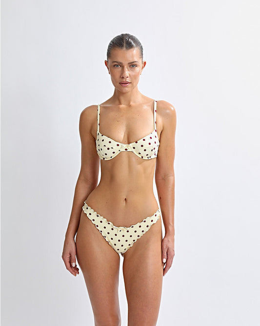 Karlo Balconette Bikini Top Yellow Polka
