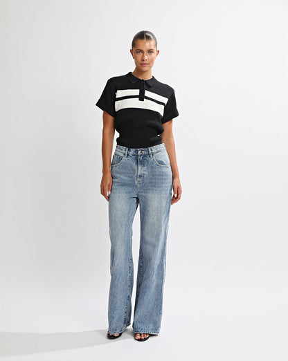 Brea Knit Top Black/White Stripe