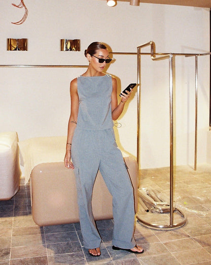 Celine Trousers Grey Stripe