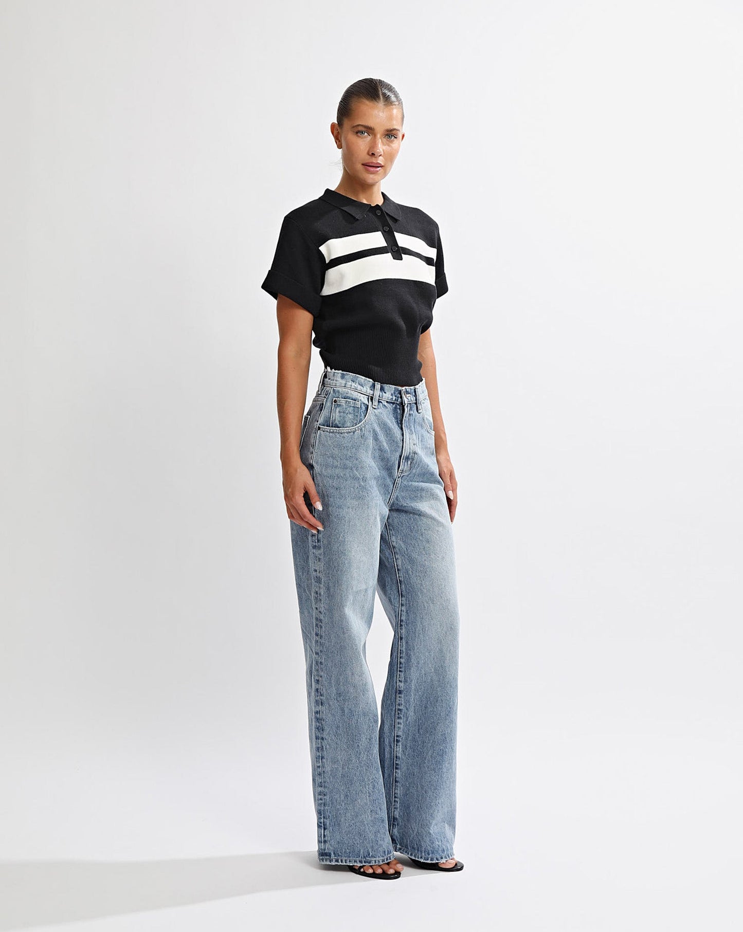 Brea Knit Top Black/White Stripe