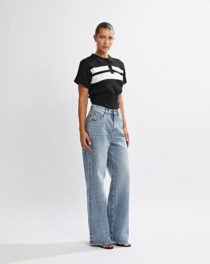 Brea Knit Top Black/White Stripe