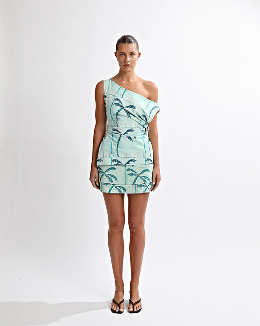 Lani Off Shoulder Top Green Tonic