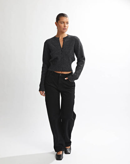 Portia Knit Cardigan Charcoal