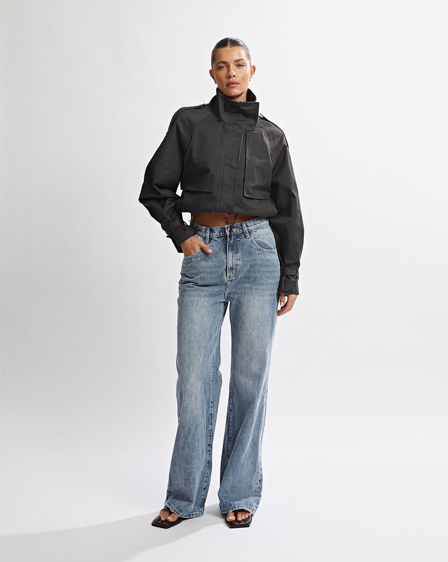 Harper Funnel Neck Jacket Steel