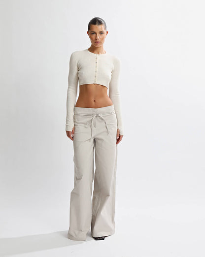 Nori Knit Cropped Cardigan Cream