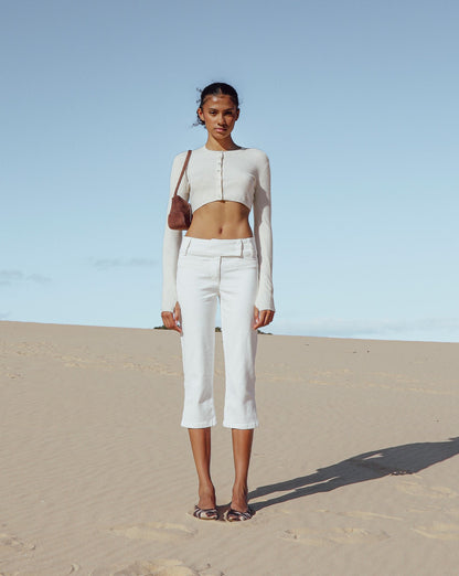 Nori Knit Cropped Cardigan Cream