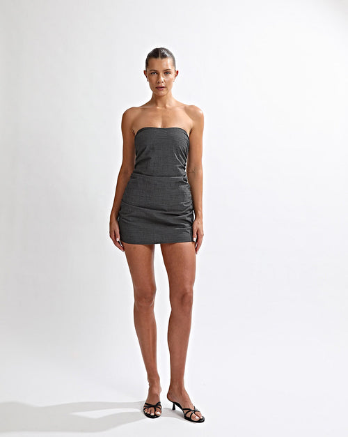 Heidi Strapless Mini Dress Slate