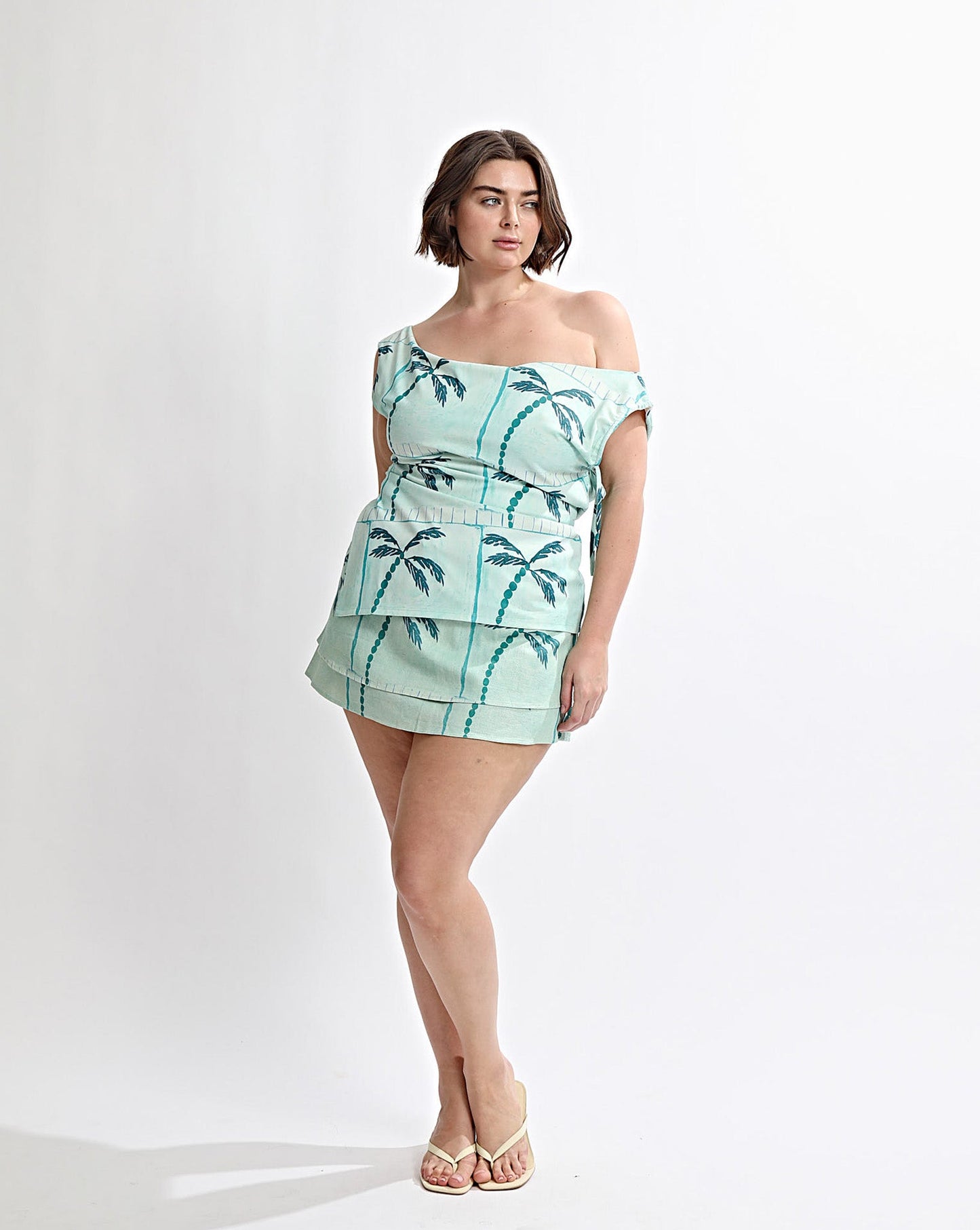 Lani Off Shoulder Top Green Tonic