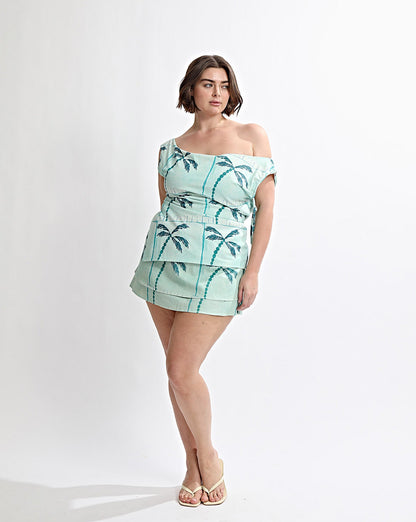 Lani Off Shoulder Top Green Tonic