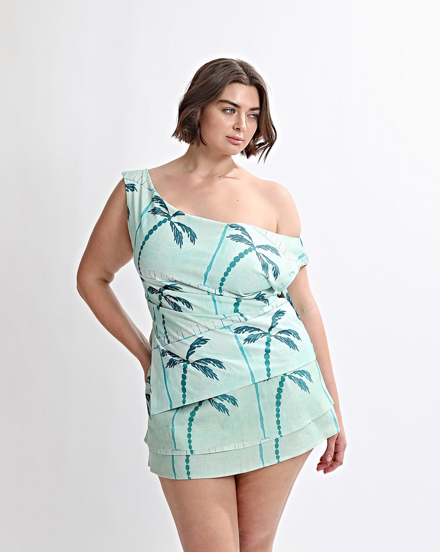 Lani Off Shoulder Top Green Tonic