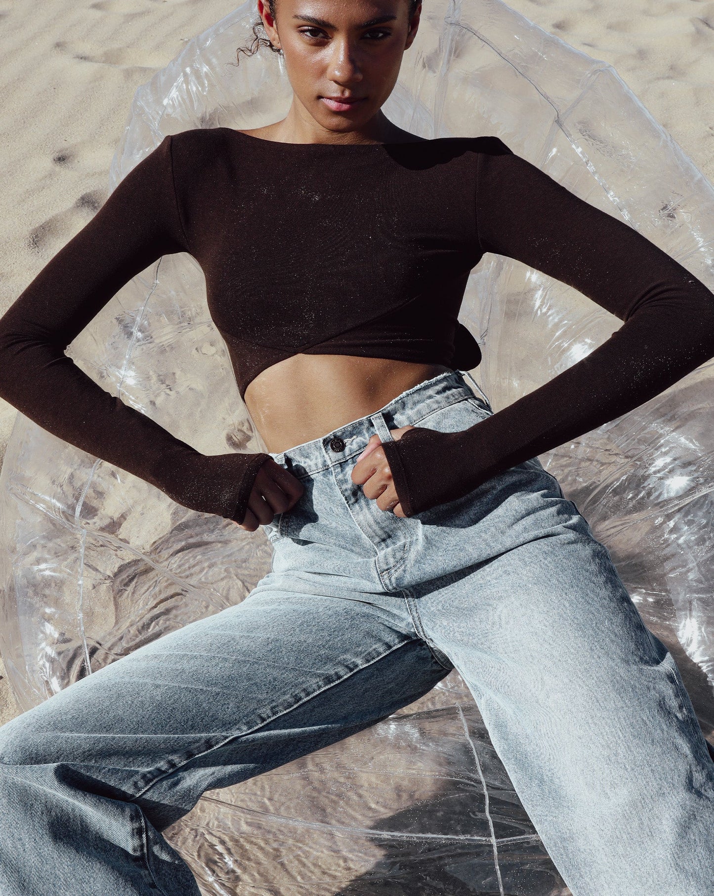 Ezra Long Sleeve Top Brown