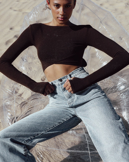 Ezra Long Sleeve Top Brown