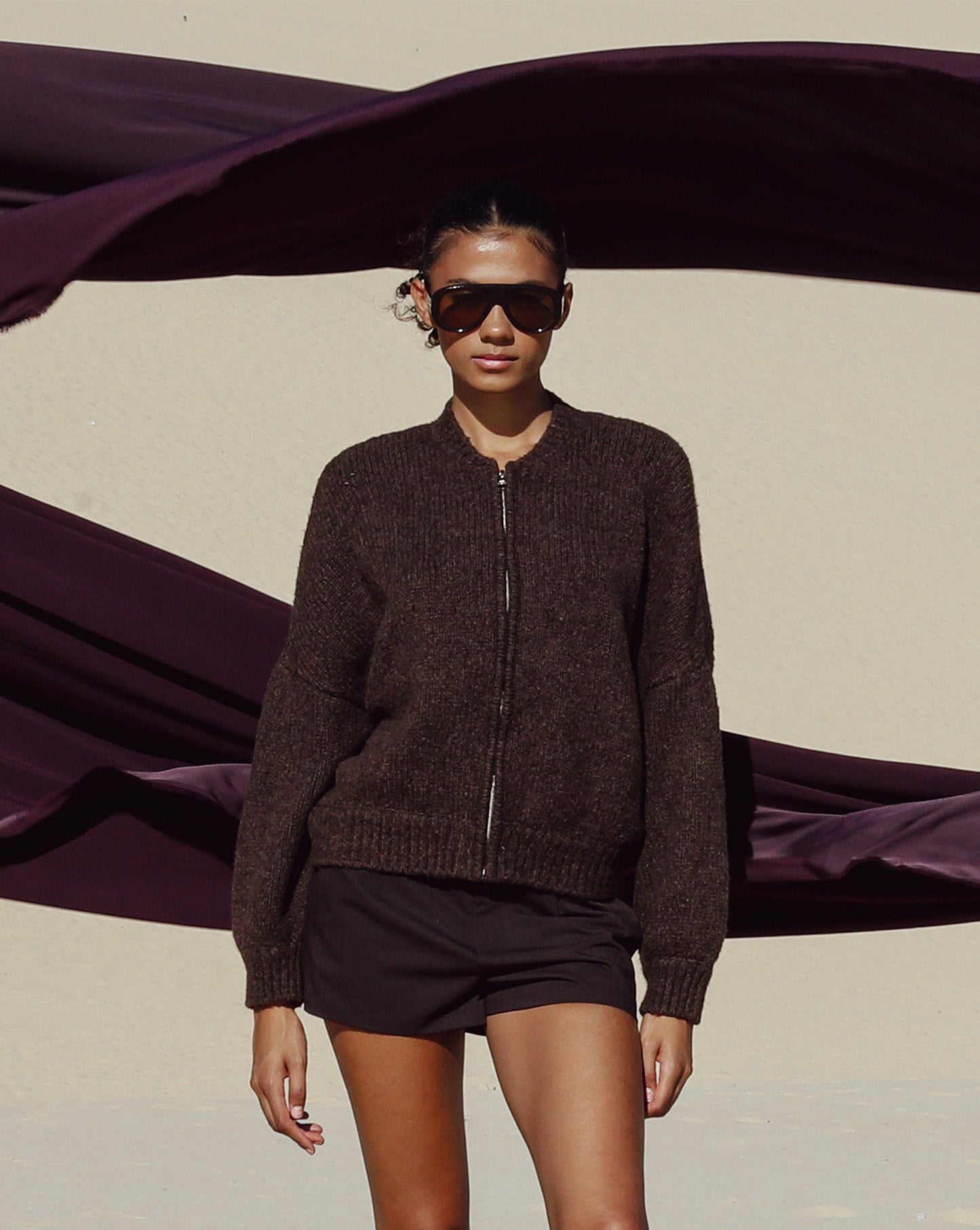 Elliot Knit Zip Jumper Chocolate