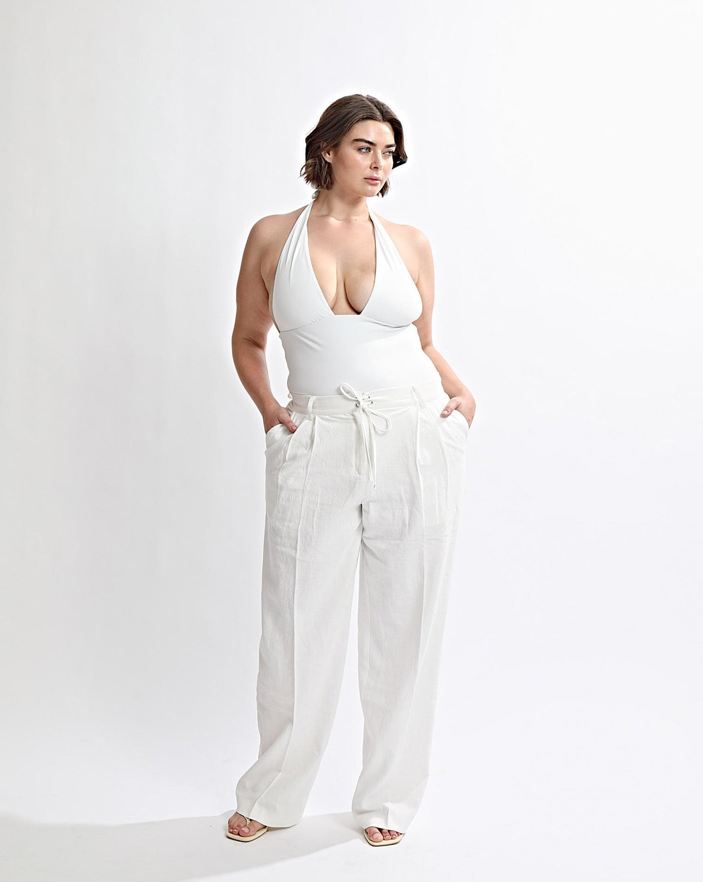 Helena Trousers Off White Cropped