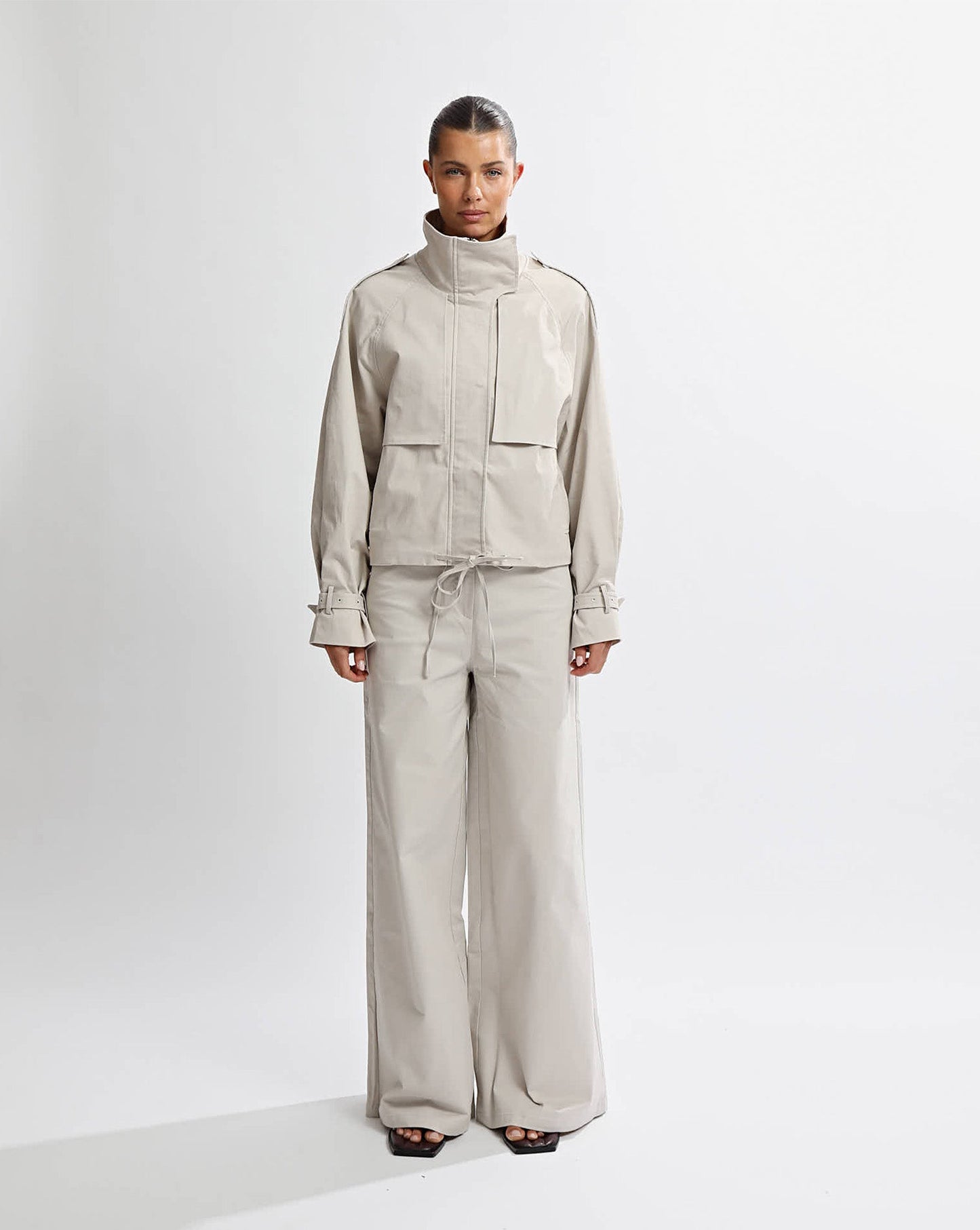 Harper Funnel Neck Jacket Almond