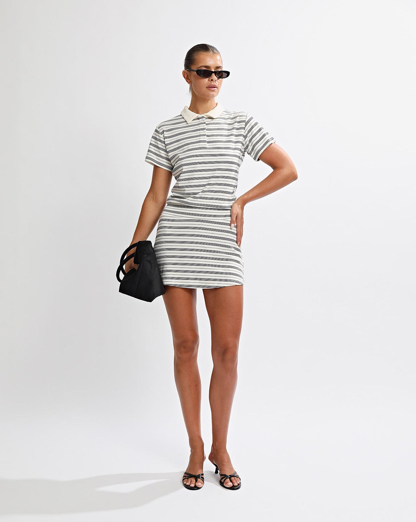 Mara Mini Dress White/Black Stripe