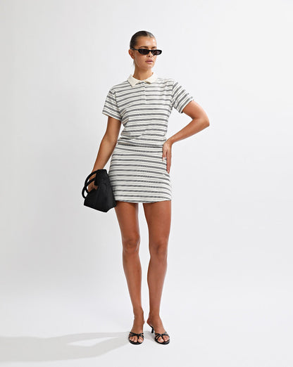 Mara Mini Dress White/Black Stripe