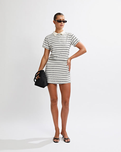 Mara Mini Dress White/Black Stripe
