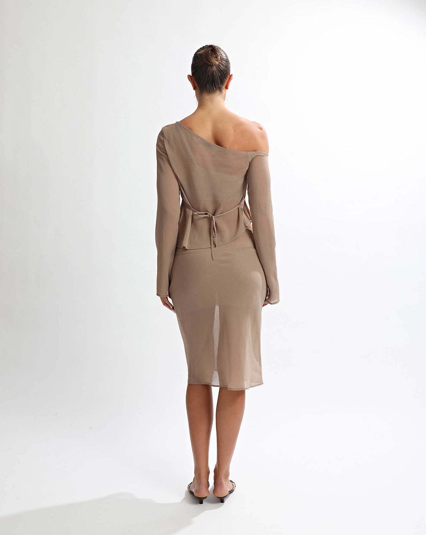 Josephine Midi Sheer Skirt Taupe