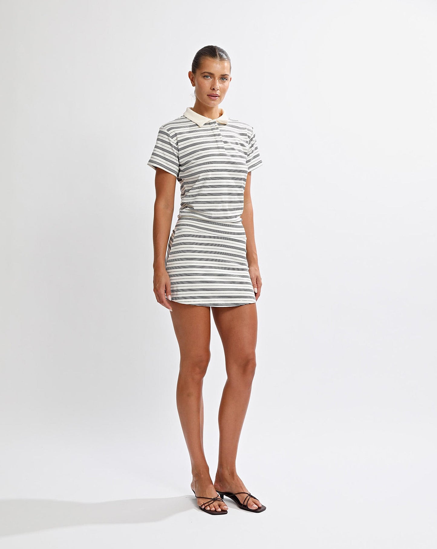 Mara Mini Dress White/Black Stripe