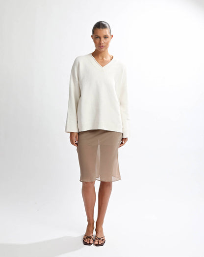 Josephine Midi Sheer Skirt Taupe