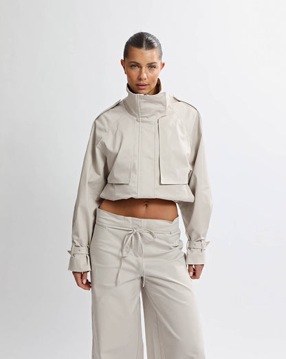 Harper Funnel Neck Jacket Almond