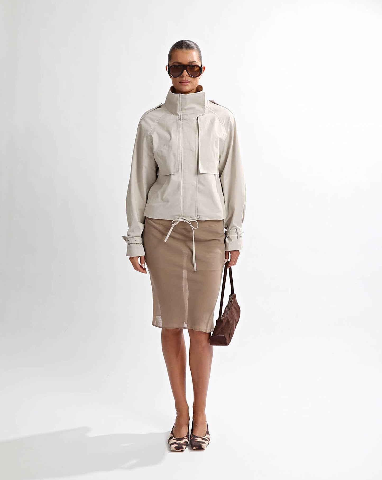 Josephine Midi Sheer Skirt Taupe