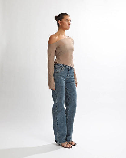 Josephine Long Sleeve Top Taupe