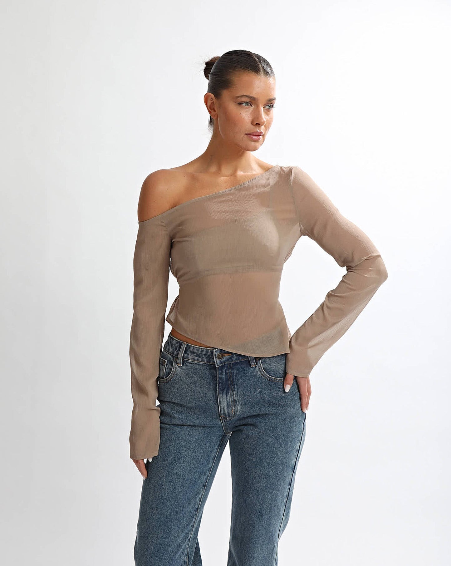 Josephine Long Sleeve Top Taupe