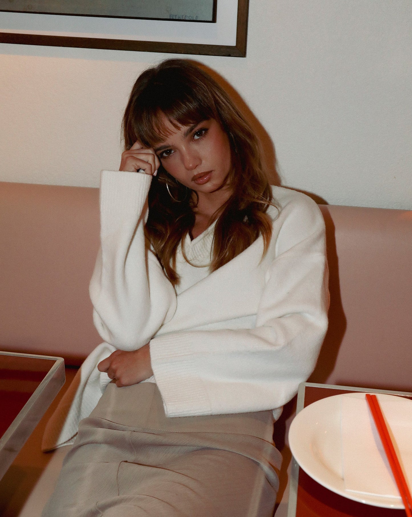 Lenny V Neck Jumper Cream