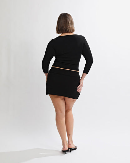 Samantha Quarter Sleeve Top Black