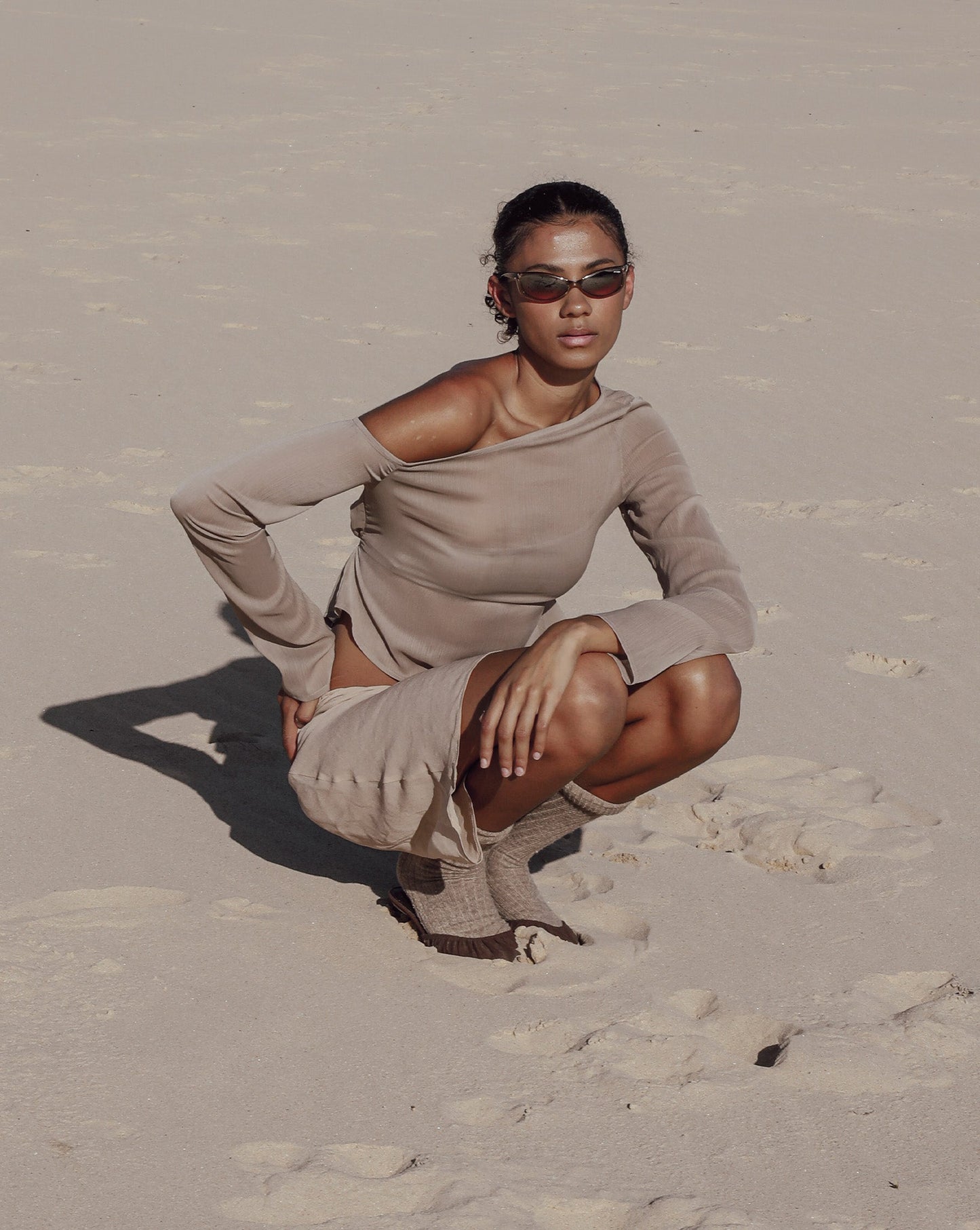 Josephine Midi Sheer Skirt Taupe