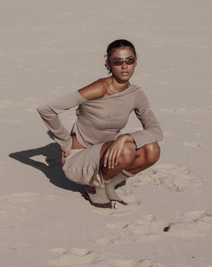 Josephine Midi Sheer Skirt Taupe