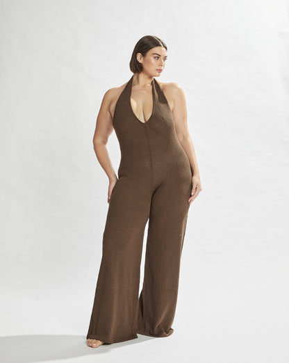 Sammy Knit Jumpsuit Chocolate Cropped