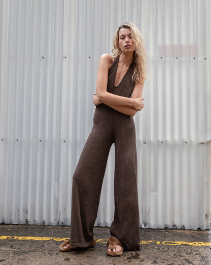 Sammy Knit Jumpsuit Chocolate Cropped