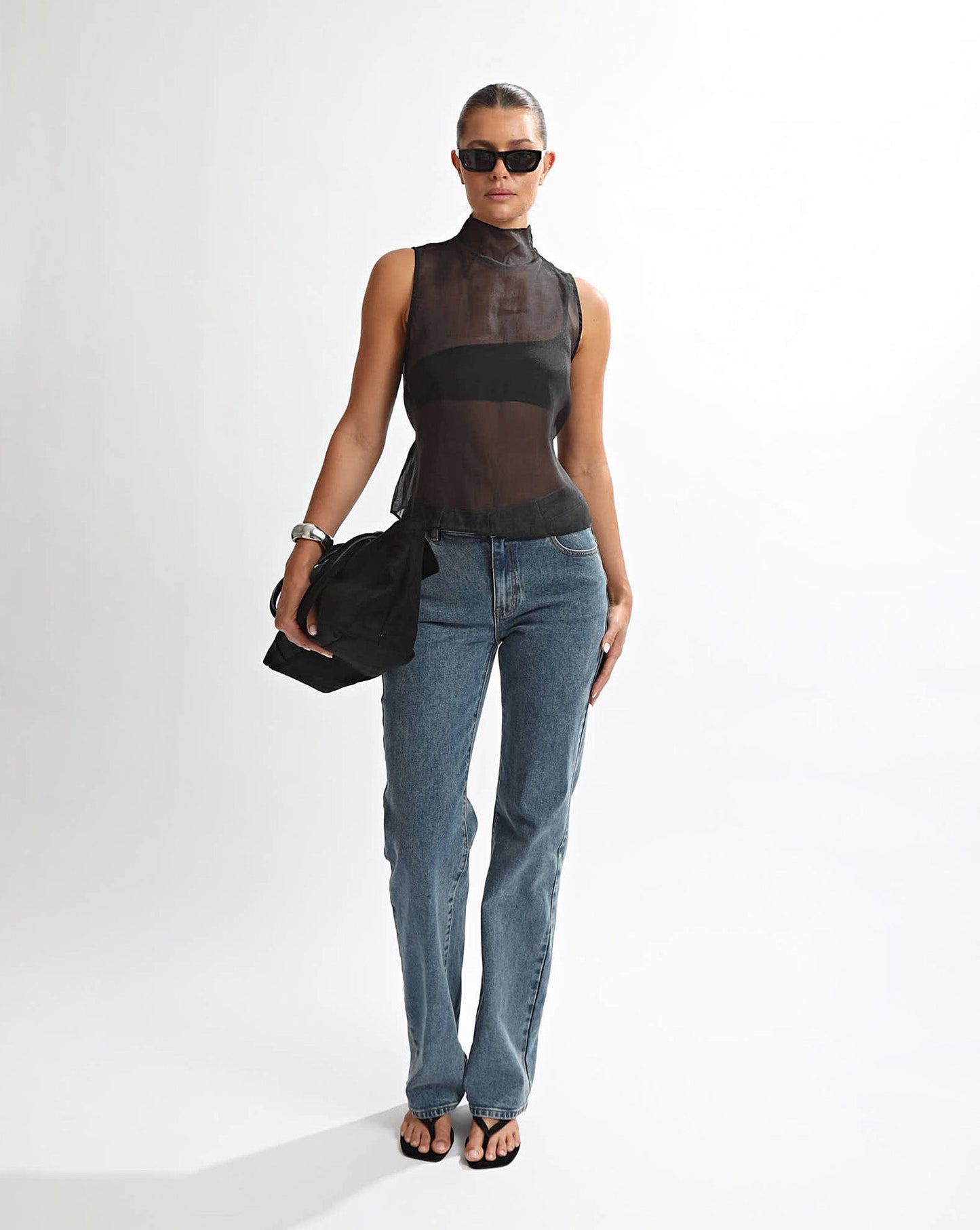 Tahlia Sheer Top Black