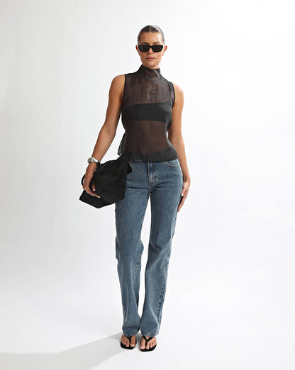 Tahlia Sheer Top Black