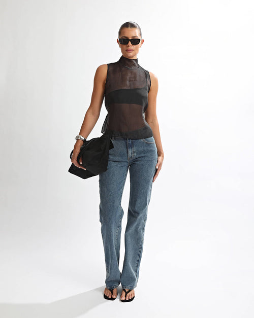 Tahlia Sheer Top Black