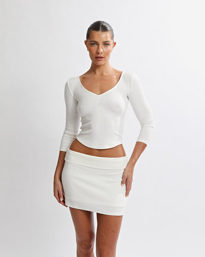 Samantha V Neck Top White