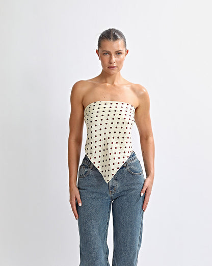 Adriana Scarf Yellow Polka