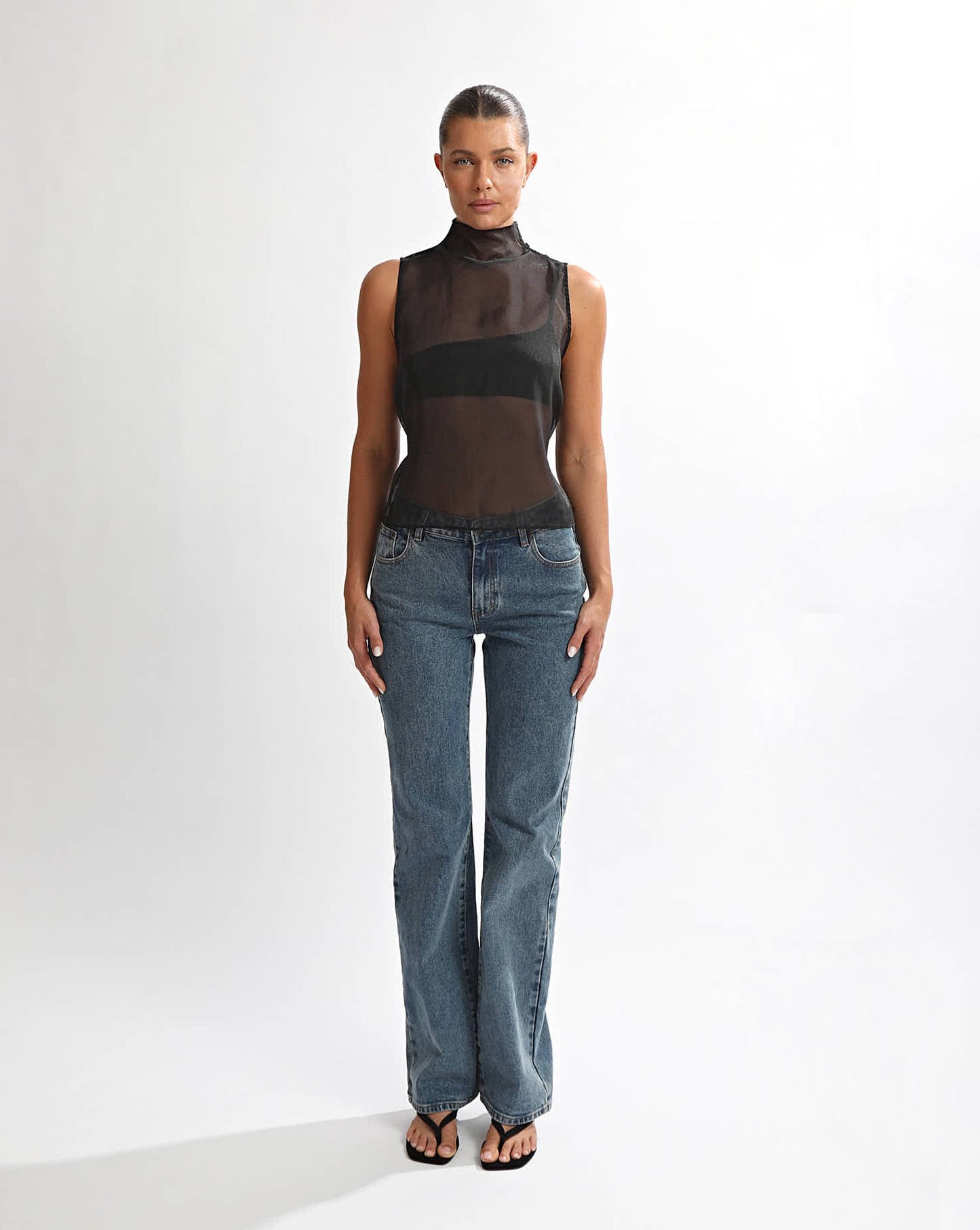Tahlia Sheer Top Black