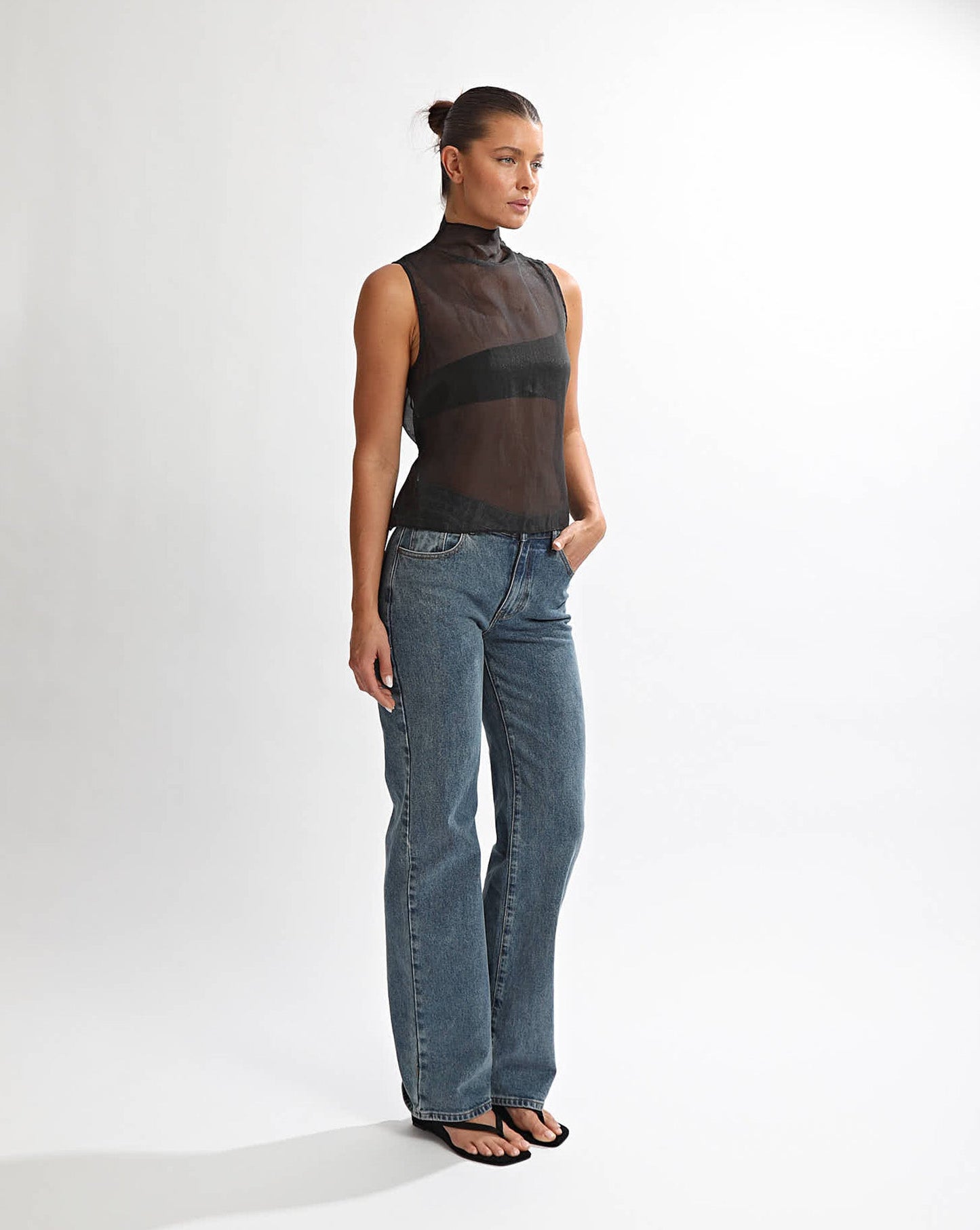 Tahlia Sheer Top Black