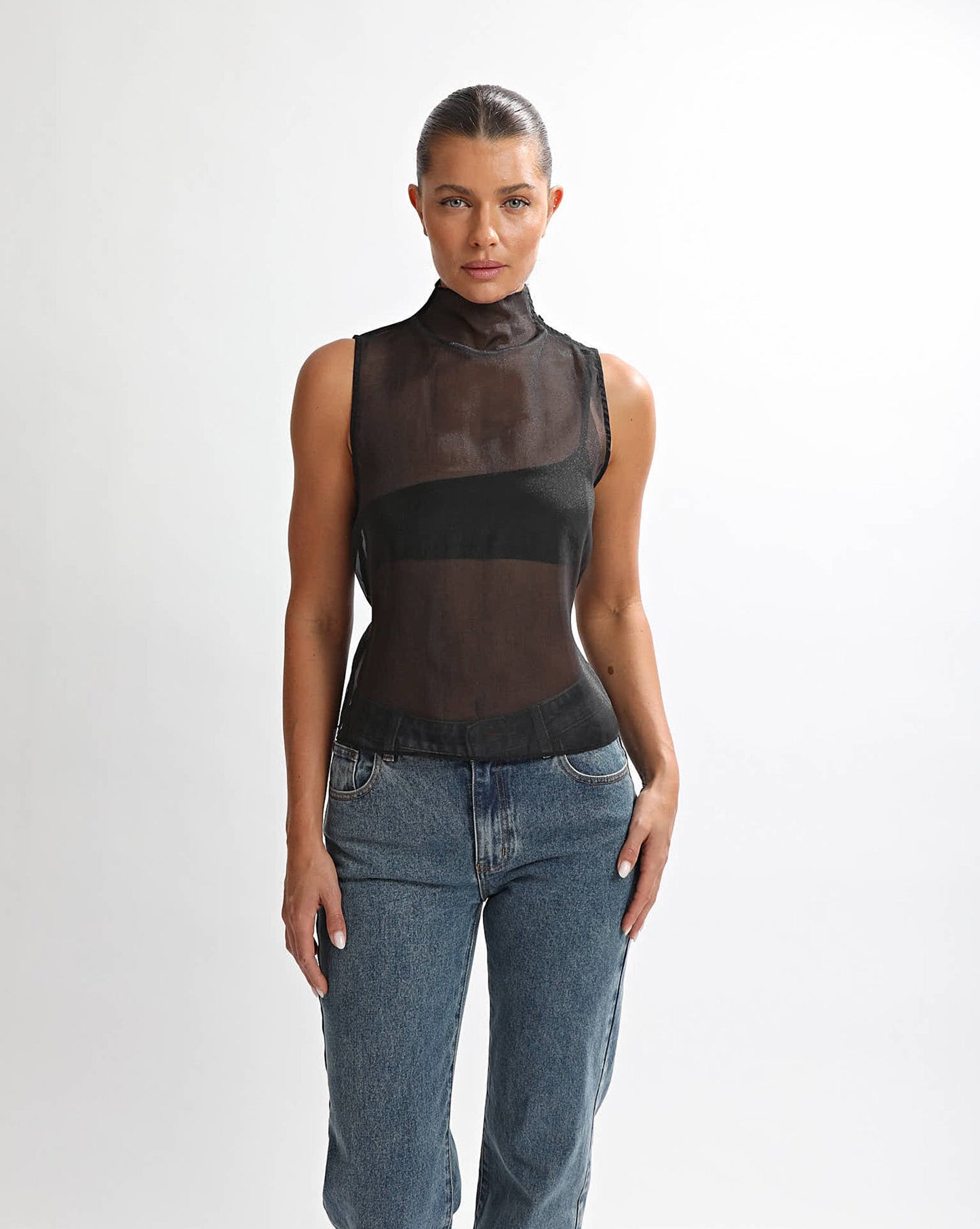 Tahlia Sheer Top Black
