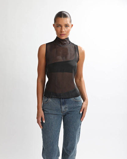 Tahlia Sheer Top Black