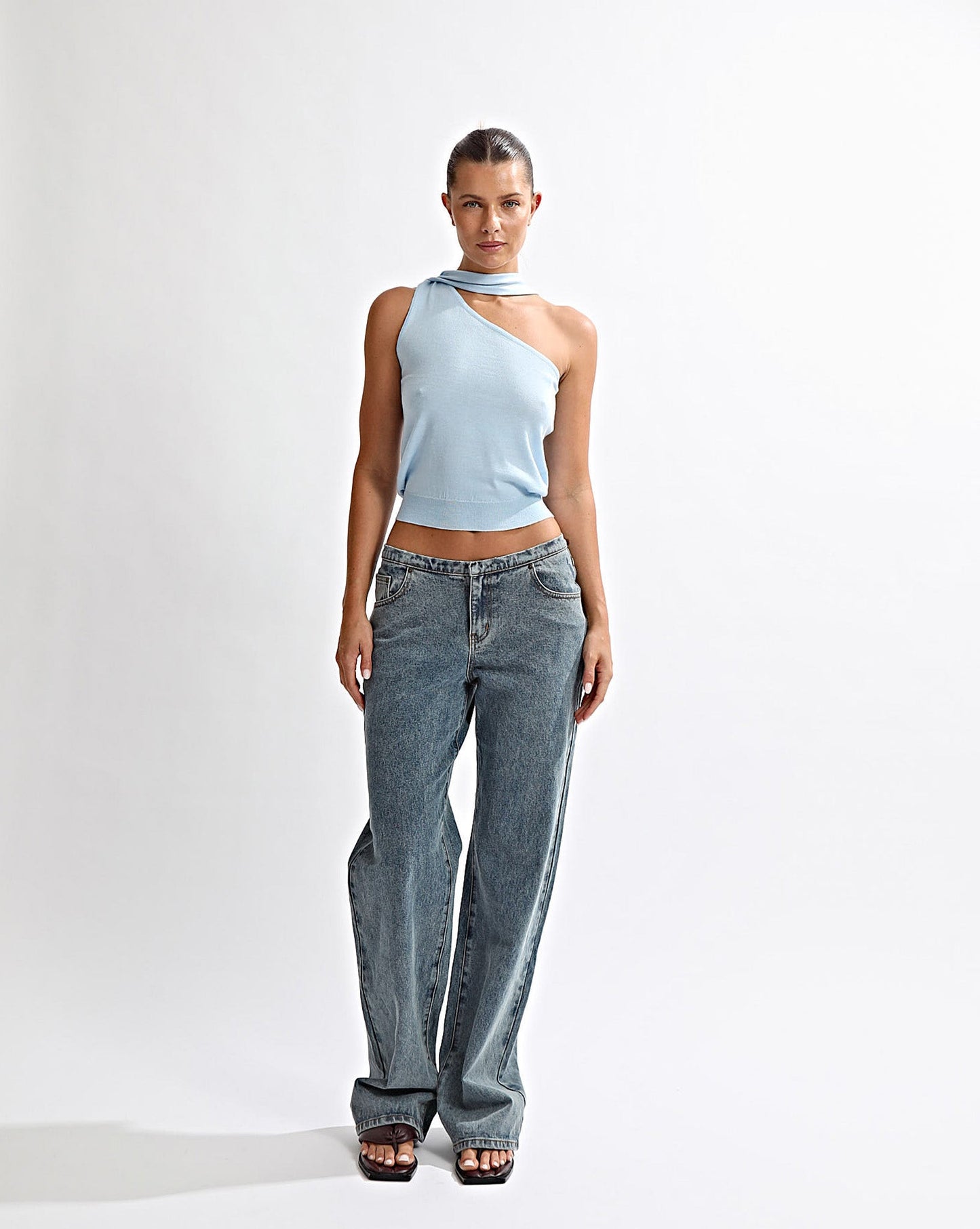 Carrie One Shoulder Top Blue