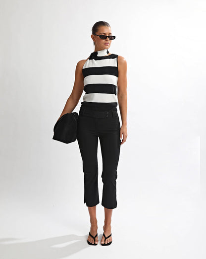 Charlotte Scarf Top Black/White Stripe
