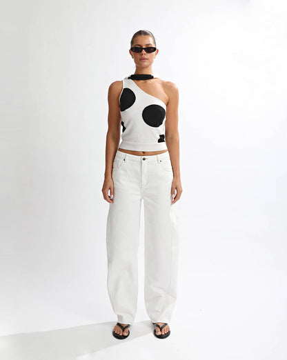 Charlotte Scarf Top Black/White Spot