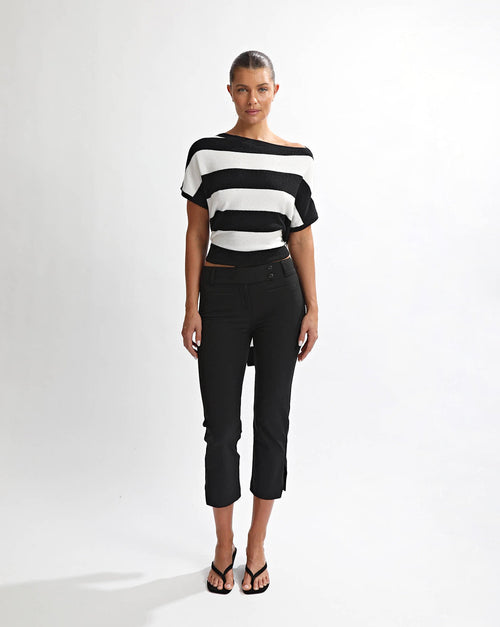 Charlotte Top Black/White Stripe